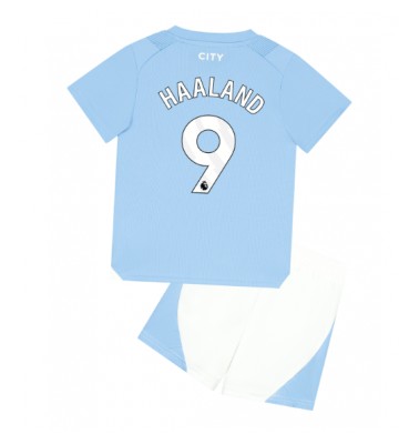 Manchester City Erling Haaland #9 Hemmaställ Barn 2023-24 Kortärmad (+ Korta byxor)